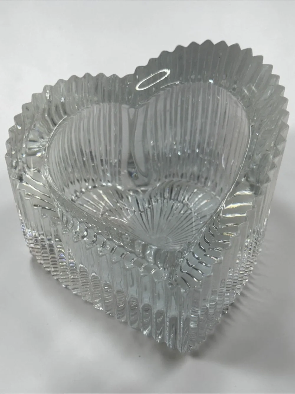 Genuine 24% Lead Crystal Heart Shaped Candle Holder Trinket Dish